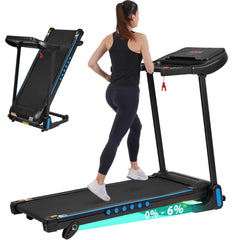 HAOYYE Incline Treadmill for Running and Walking 3.0 HP Foldable Electric Treadmill with Hydraulic System 350 LB Capacity Type C and USB Charging Bluetooth Speaker and 10 MPH Max Speed