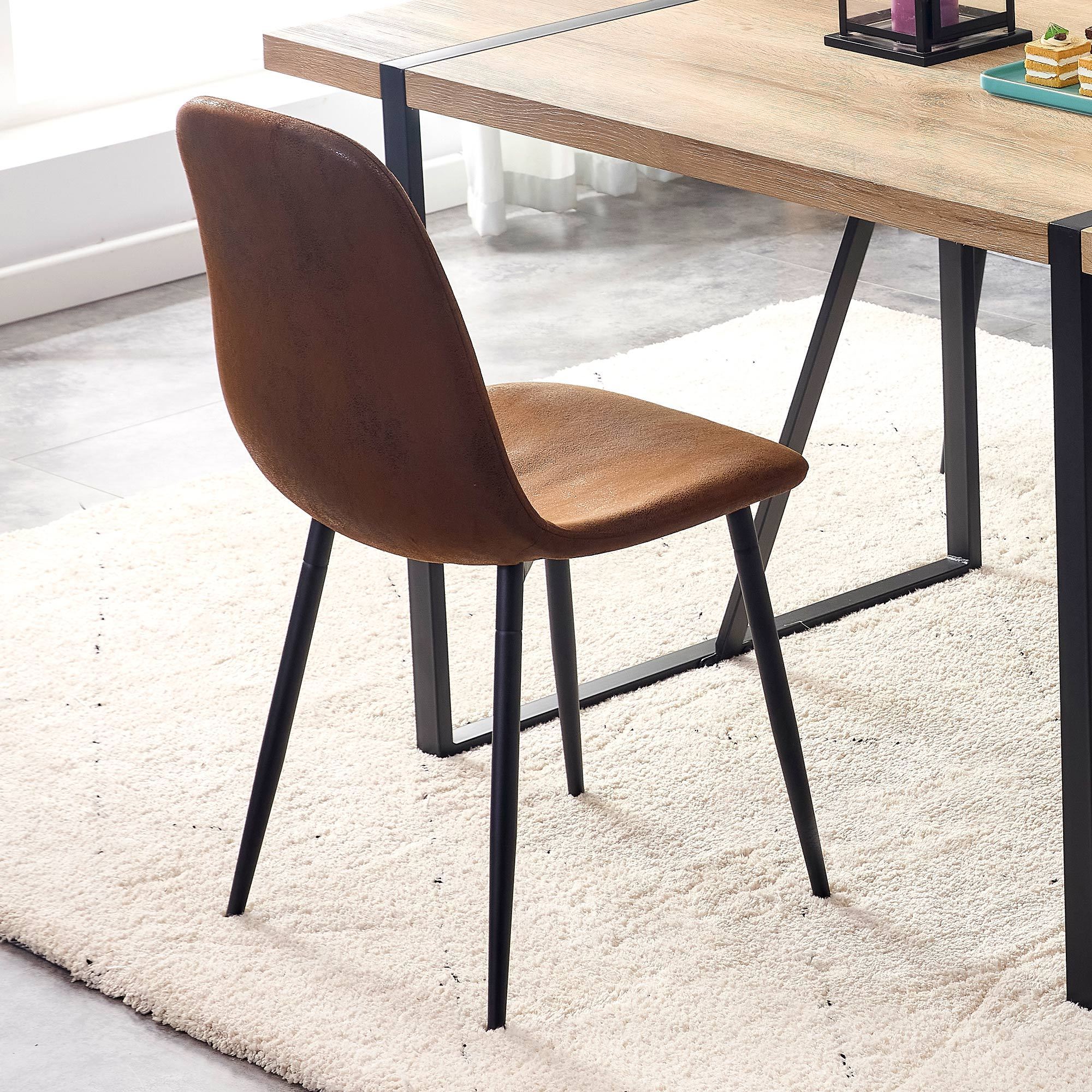 HAOYYEModern Mid-Century Style Restaurant Side Chairs with Cushioned Seats and Black Metal Legs, Comfortable for Kitchen, Dining Room, Lounge, and Farmhouse Use, Sturdy, Space-Saving, and Durable Design