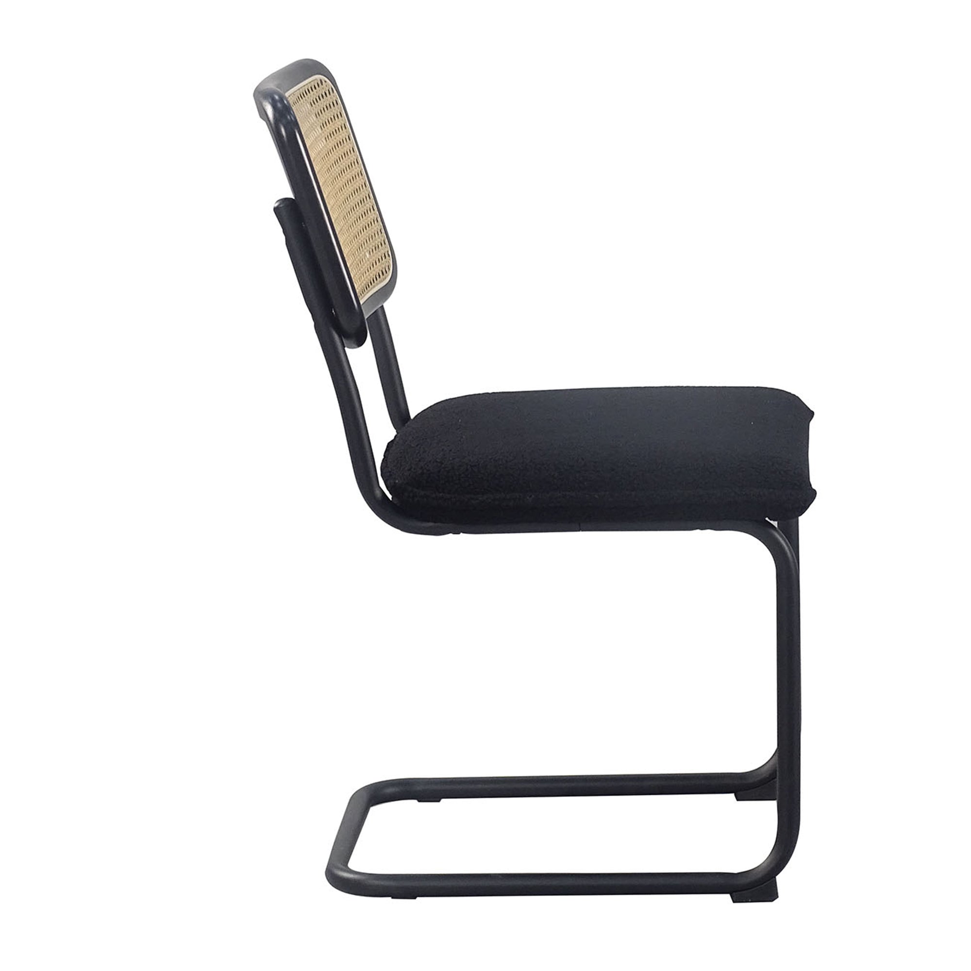 HAOYYE Set of 2, Teddy Velvet Dining Chair with High-Density Sponge, Rattan Chair for Dining room, Living room, Bedroom, Black Sturdy Space-Saving Heavy Duty Modern Design Adults Dorm Room Easy Assembly