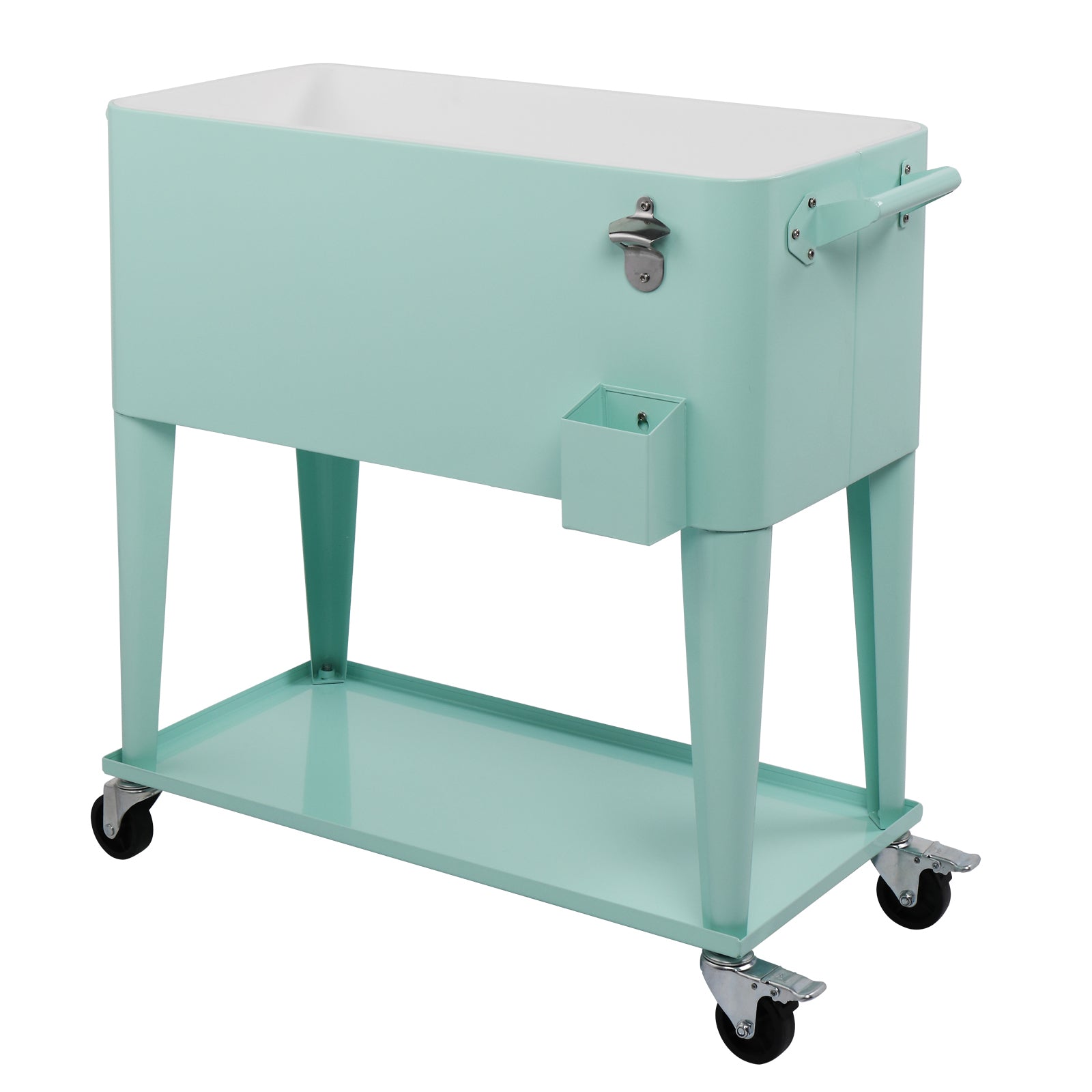 HAOYYE Rectangular Plastic Box Frozen Insulation Cart, 80QT Cooler with Drainage Cap, Bottle Opener, and Locking Casters, Ideal for Outdoor Events and Gatherings