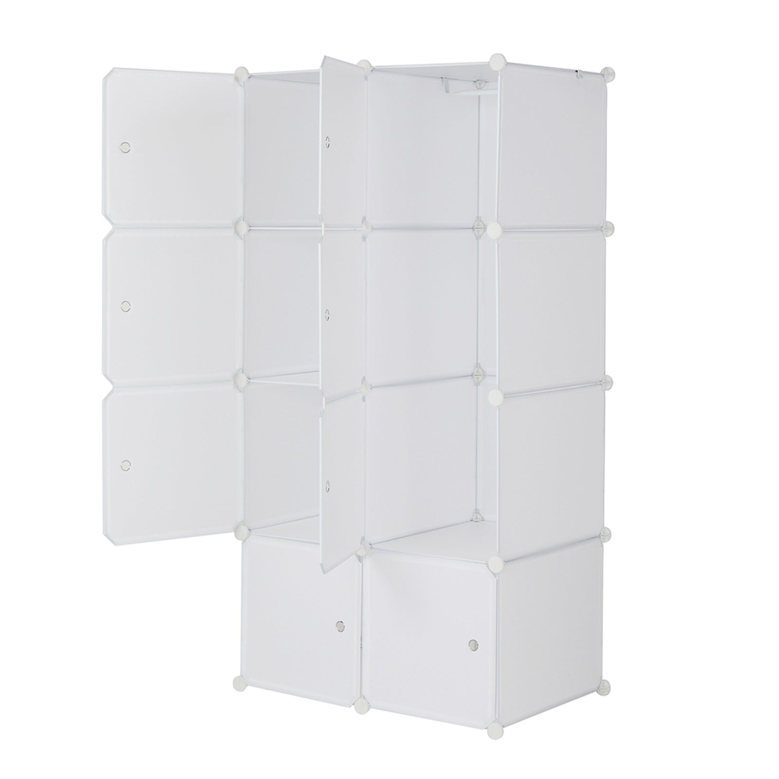 HAOYYE 8 Cube Organizer, Stackable Plastic Cube Storage Shelves, Multifunctional Modular Closet Cabinet with Hanging Rod, White, Durable Space-Saving Storage Solution, Modern Design, Versatile for Home Organization