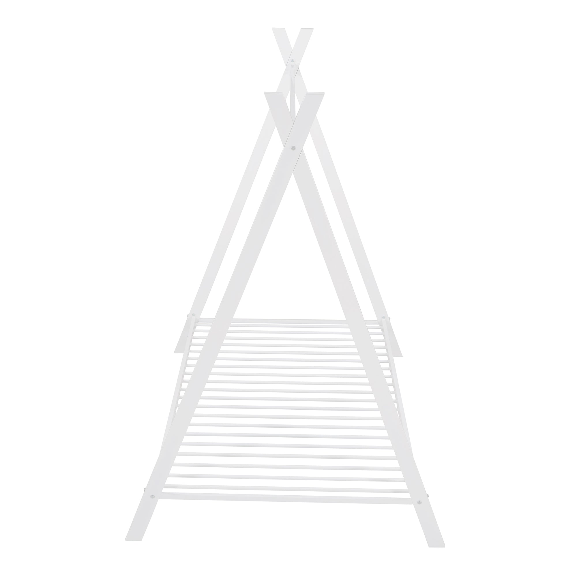 HAOYYE House Bed Tent Bed Frame Twin Size Metal Floor Play House Bed with Slat for Girls Boys , No Box Spring Needed White Sturdy Space-Saving Heavy Duty Modern Design Easy Assembly Durable Stylish