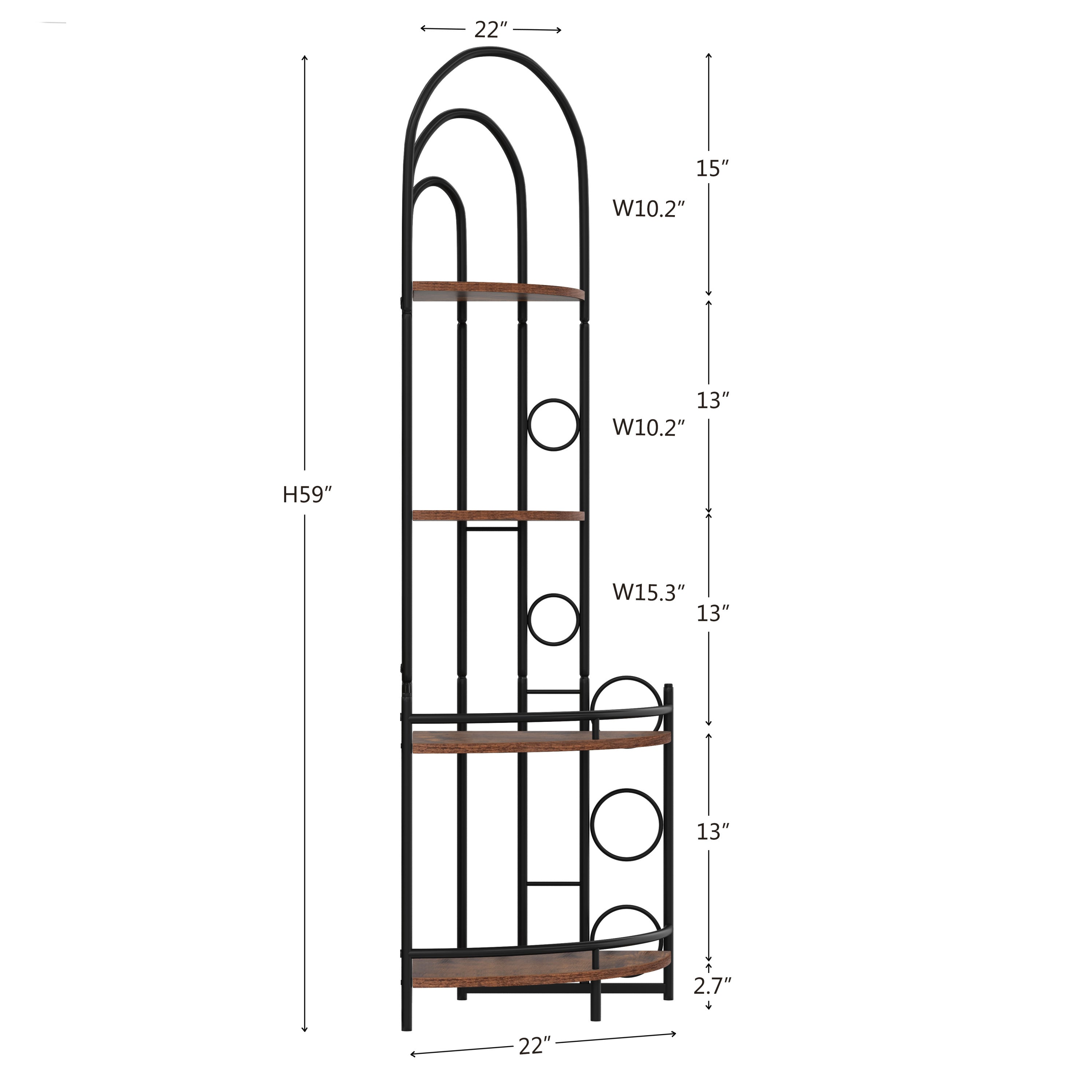 Haoyye 4-Tier Corner Bookshelf, Modern Space-Saving Display Rack with Metal Frame and Wood Shelves, Standing Storage Shelf for Living Room, Bedroom, Bathroom or Balcony, Freestanding Plant Stand or Organizer, Easy to Assemble and Sturdy Design