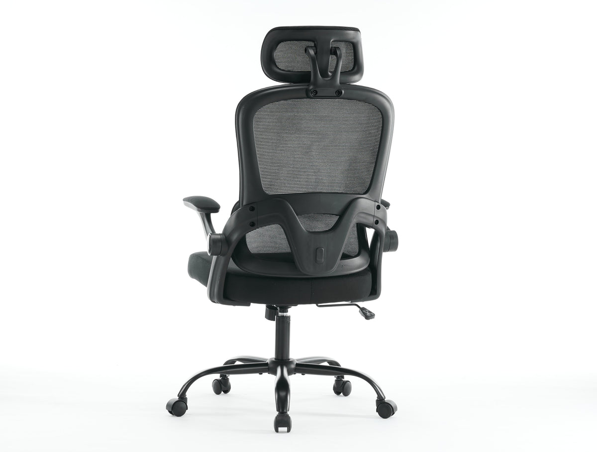 HAOYYE Ergonomic Mesh Office Chair with High Back Desk Design, 3D Armrests, Up And Down Lumbar Support, Swivel Computer Task Chair with Adjustable 2D Headrest and Tilt Function, Sturdy Space-Saving Heavy Duty Chair for Home and Office Use