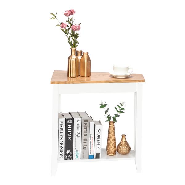 HAOYYE Simple and Irregular Sofa Table with Light Walnut Color and White Accents, Modern Design, Premium Quality, Stylish and Functional Side Table for Living Room, Bedroom, or Office – Comfortable, Durable, and Elegant Home Décor