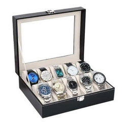 HAOYYE 10 Compartment High-Grade Leather Watch Storage Box, Durable Space-Saving Organizer, Modern Design with Versatile Use, Premium Quality, Stylish Look, Perfect for Home Essentials and Collectibles