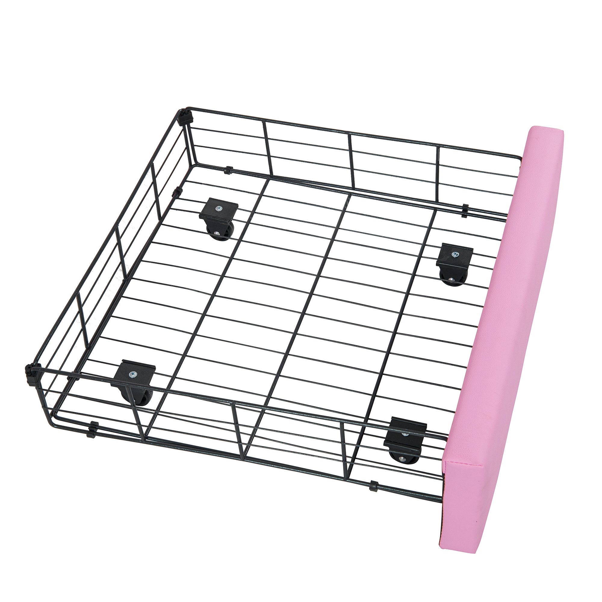 HAOYYE Twin Size Upholstered Bed Frame With LED Lighting, Modern Princess Bed With Crown Headboard And Storage Drawer, Pink And White, Sturdy Space-Saving Heavy Duty Design For Adults And Dorm Rooms