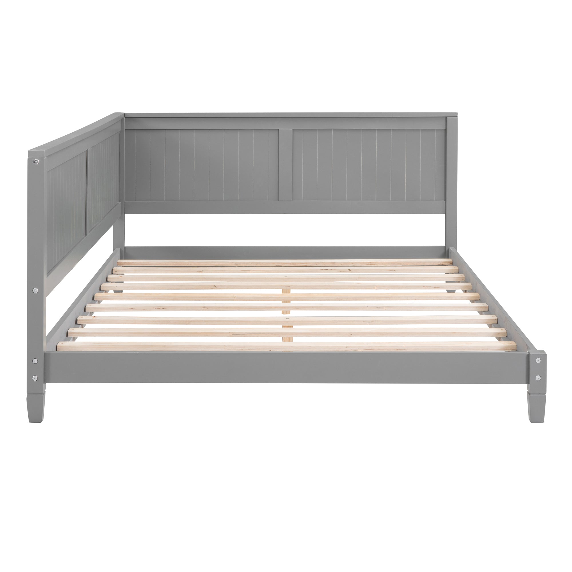 HAOYYE Full Size Wood Daybed/Sofa Bed, Gray Sturdy Space-Saving Heavy Duty Modern Design Adults Dorm Room Easy Assembly Bedroom Furniture