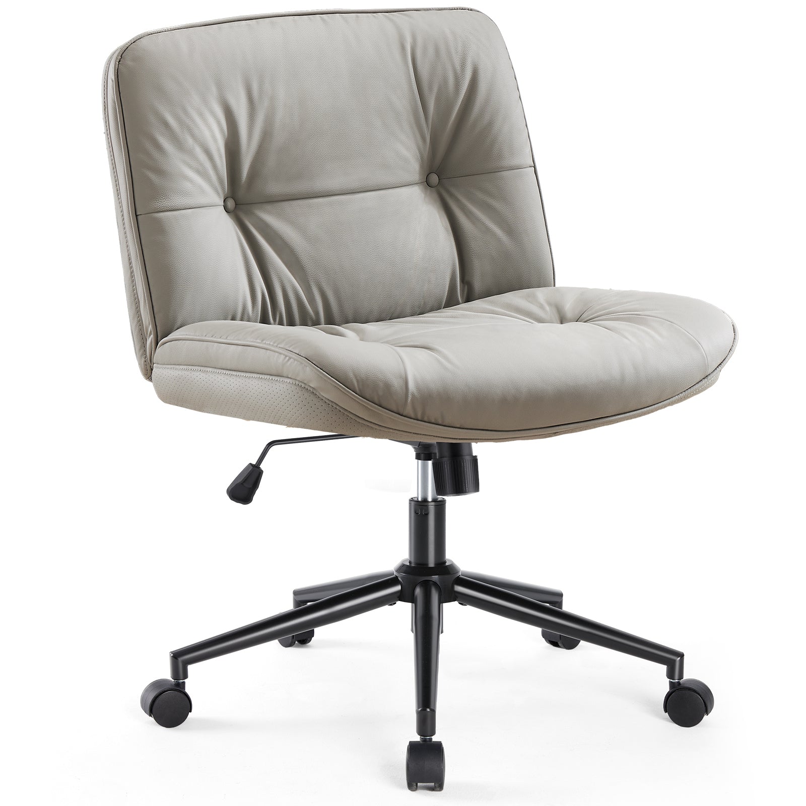 HAOYYE Criss Cross Legged Chair, Armless Office Desk Wide Seat Wheels, Swivel Height Adjustable Comfy Sturdy Space-Saving Heavy Duty Modern Design Adults Dorm Room Easy Assembly Bedroom Furniture