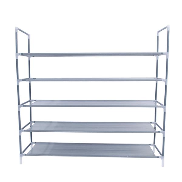 HAOYYE 5-Tier Shoe Storage Rack, Durable Gray Non-Woven Fabric Organizer, Compact Space-Saving Shoe Shelf with Handle, Simple Assembly, Modern Design for Closet, Bedroom, Entryway, Versatile Use Shoe Tower, Premium Quality Shoe Stand