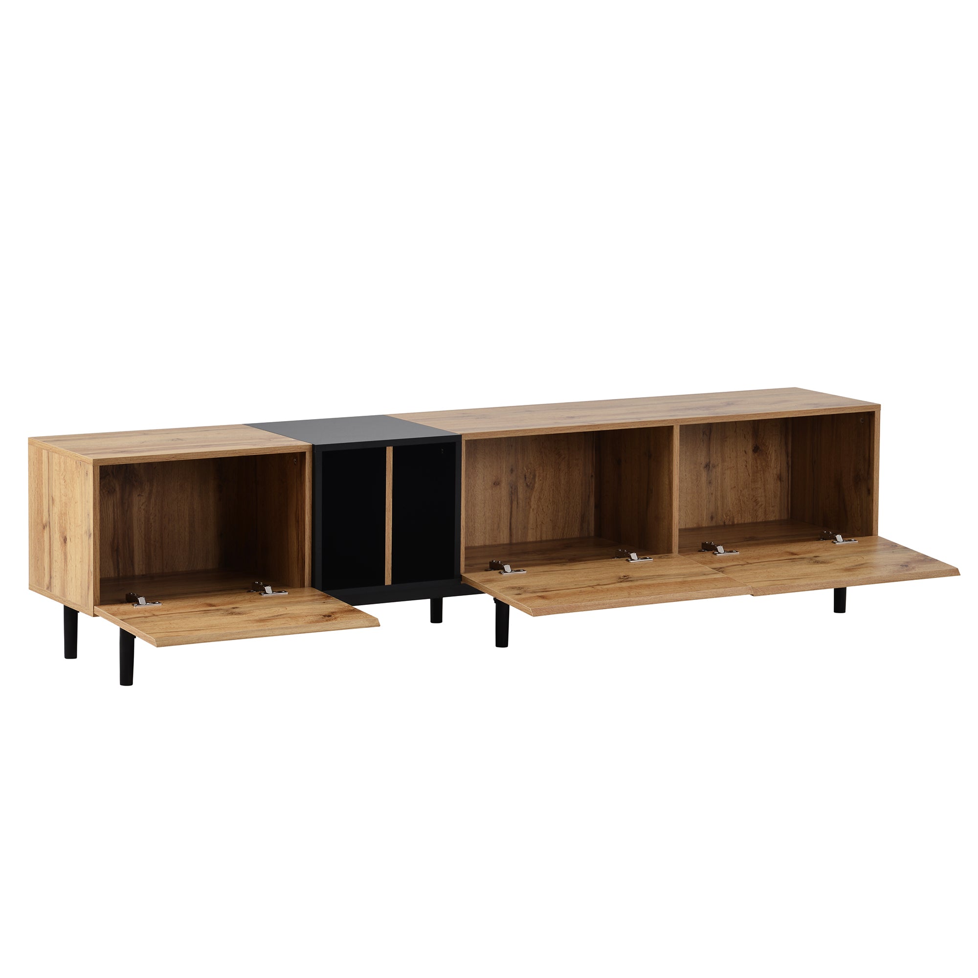 HAOYYE Modern TV Stand for 80'' TV with 3 Doors, Media Console Table, Entertainment Center with Large Storage Cabinet for Living Room, Bedroom Sturdy Space-Saving Heavy Duty Modern Design Adults