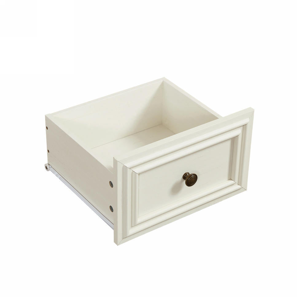 HAOYYE Farmhouse 7-Drawer Dresser With Rustic Natural Texture, Vintage Design Storage Chest, Organizer For Bedroom, Living Room, Hallway, Antique White Sturdy Space-Saving Furniture