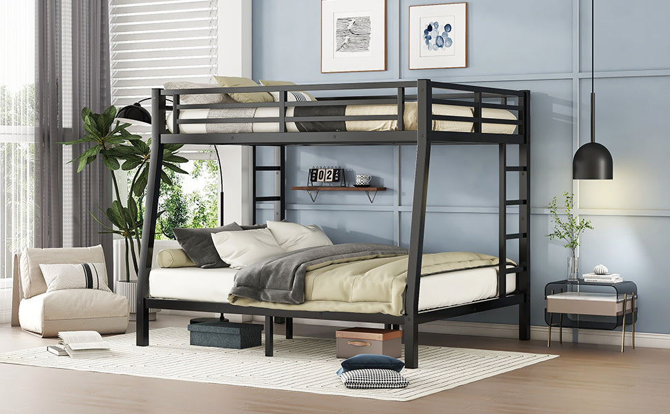 HAOYYE Metal Full XL over Queen Bunk Bed for Teens and Adults,Space-Saving/Noise Reduced/No Box Spring Needed, Old SKU W1307S00020 Sturdy Heavy Duty Modern Design Dorm Room Easy Assembly