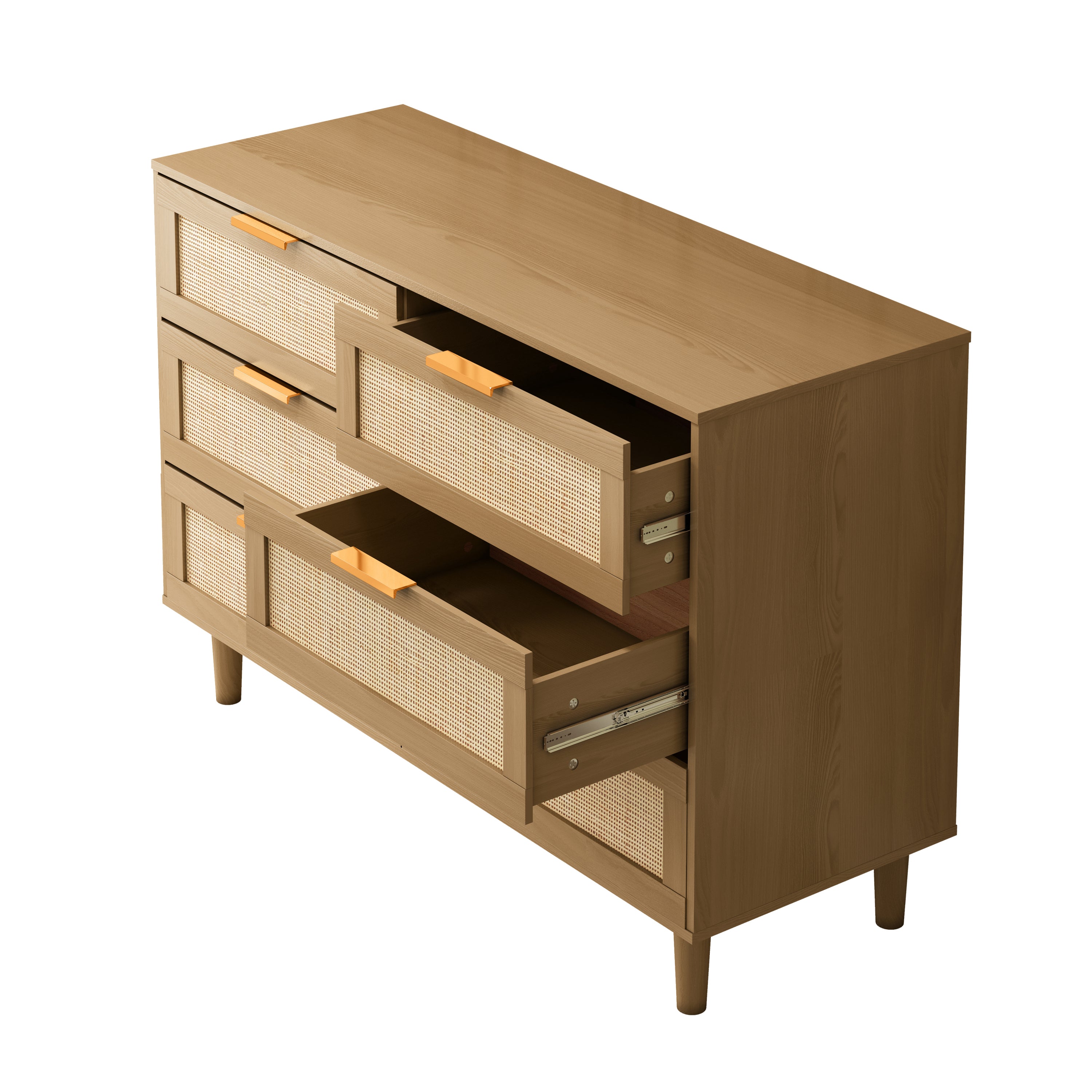 HAOYYE 6-Drawer Rattan Cabinet, Sturdy Space-Saving Design, Heavy Duty Construction, Easy Assembly, Durable and Stylish Home Furniture, Versatile for Bedroom or Living Room Use