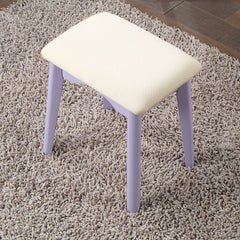 HAOYYE Liannon Contemporary Wood Vanity and Stool Set, Purple Makeup Vanity Table with Storage Drawers, Elegant Dressing Table with Round Mirror and Cushioned Stool, Stylish Compact Vanity Desk for Bedroom, Apartment, or Makeup Room
