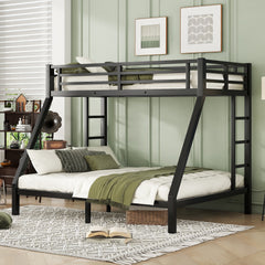 HAOYYE Metal Twin XL over Queen Bunk Bed for Teens and Adults,Space-Saving/Noise Reduced/No Box Spring Needed,Black Sturdy Heavy Duty Modern Design Dorm Room Easy Assembly Bedroom Furniture