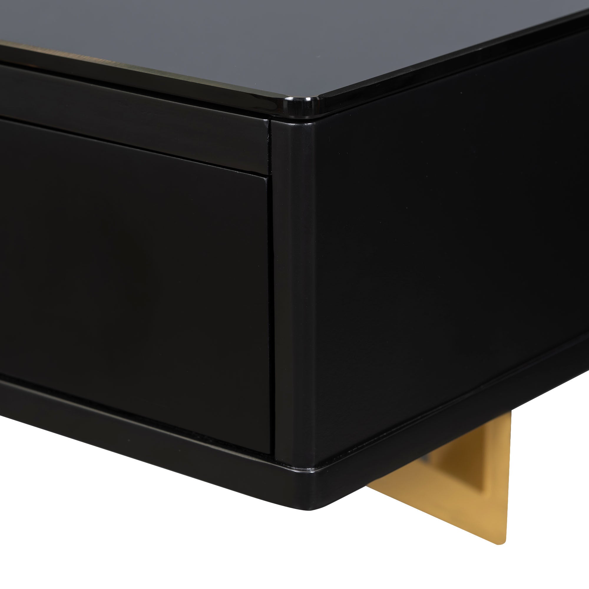 HAOYYE Floating Shelf With Drawer, Multi-Purpose Wall-Mounted Vanity Table, Sturdy Space-Saving Heavy Duty Design, Black And Gold Finish, Perfect For Bedroom, Bathroom, Or Salon