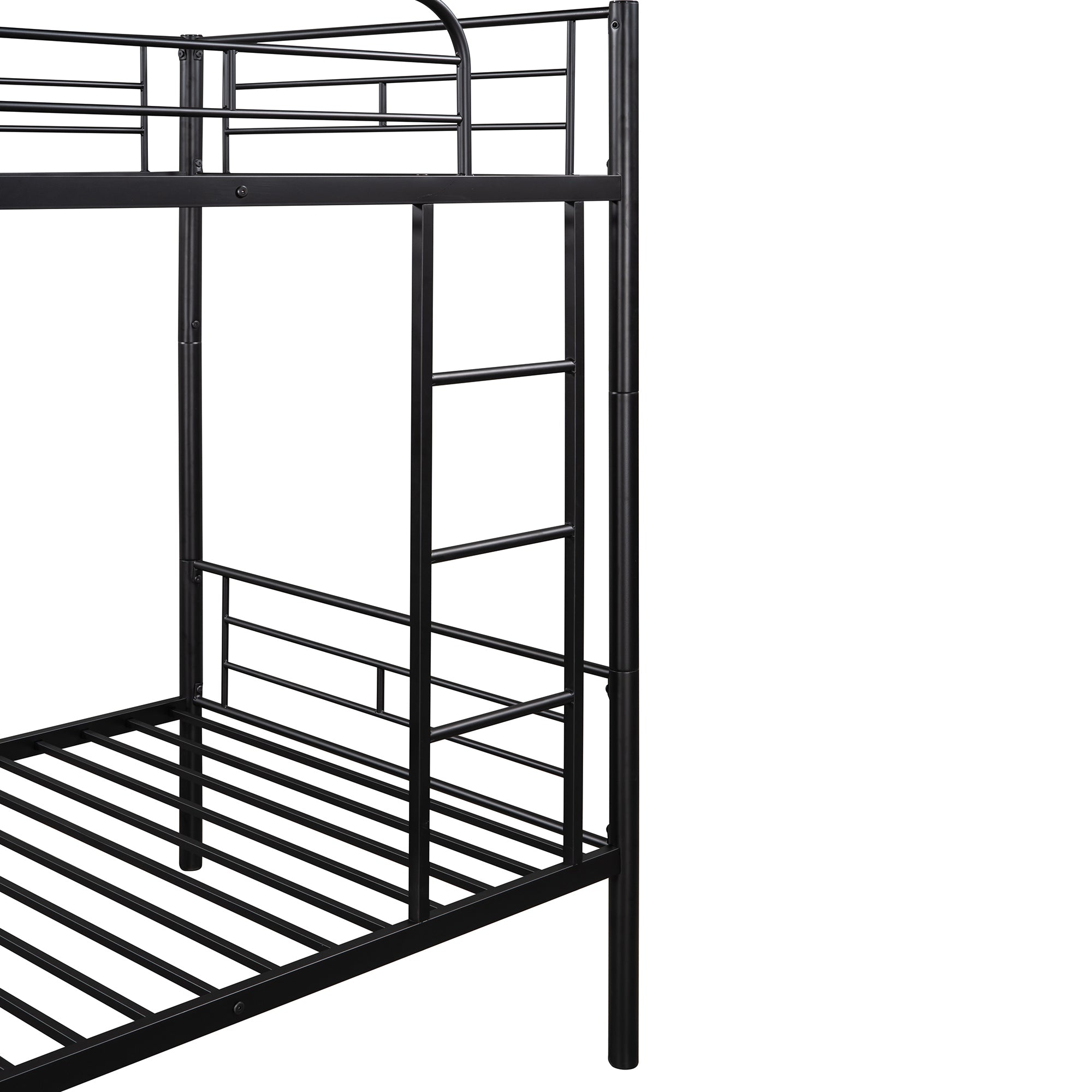 HAOYYE Twin Over Twin Metal Bunk Bed (Black) ( old sku: MF189201BAA ) Sturdy Space-Saving Heavy Duty Modern Design Easy Assembly Durable Stylish Home Furniture Versatile