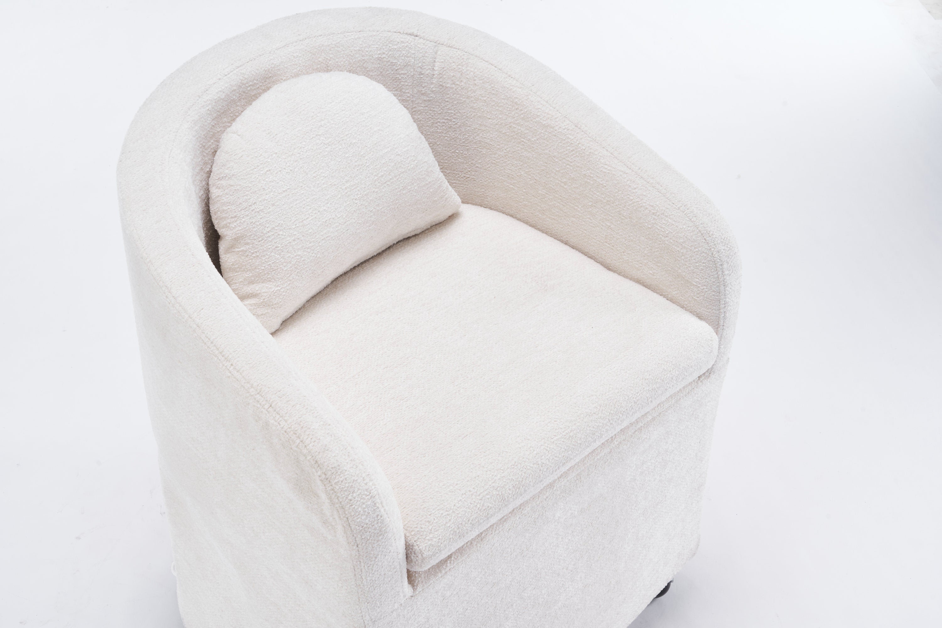 HAOYYE 059-Set of 1 Chenille Fabric Dining Armchair With Back Cushion and Universal Wheels,Beige Sturdy Space-Saving Heavy Duty Modern Design Adults Dorm Room Easy Assembly Bedroom Furniture