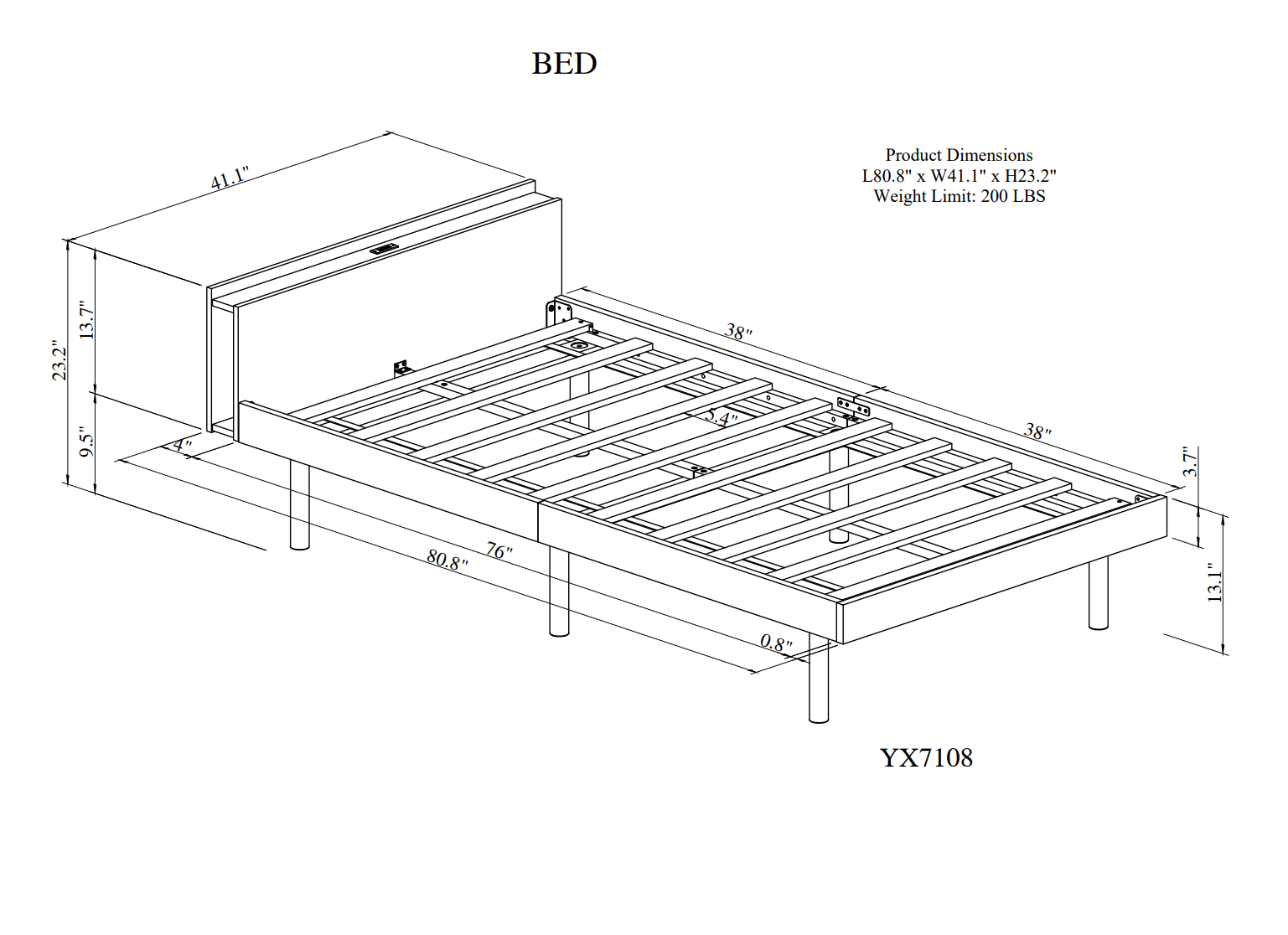 HAOYYE Modern Design Twin Size Platform Bed Frame with Built-in USB Ports for White Washed Color Sturdy Space-Saving Heavy Duty Adults Dorm Room Easy Assembly Bedroom Furniture