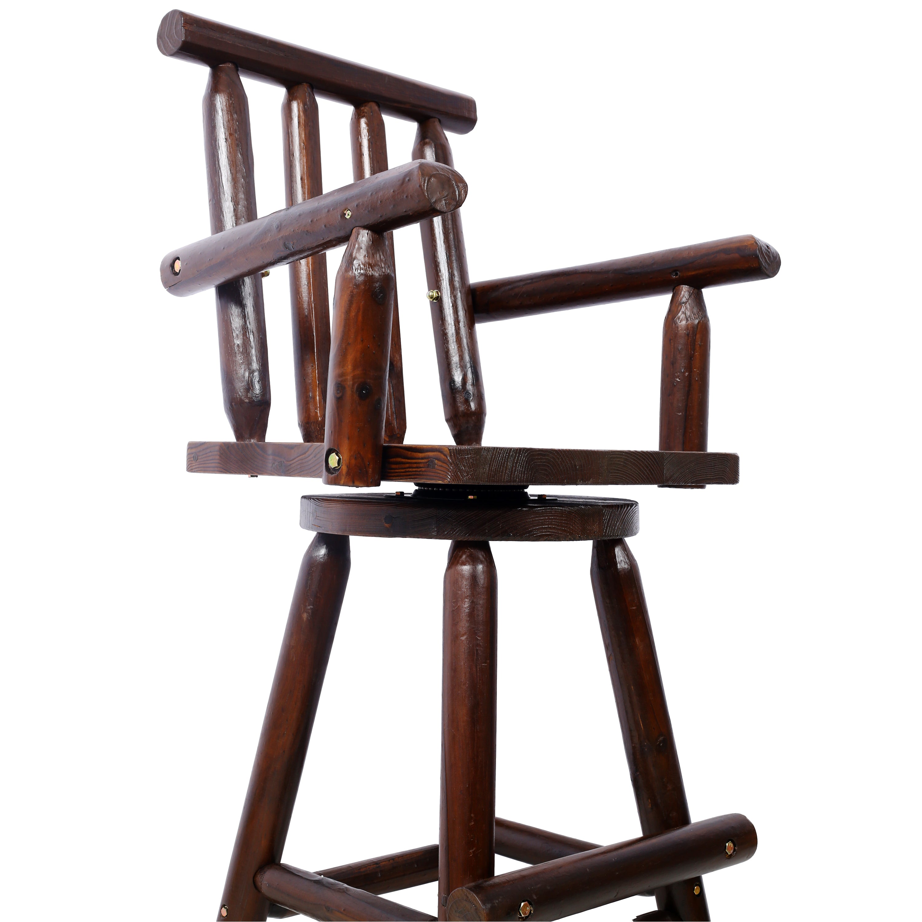 HAOYYE Rustic Bar Stool - Fir Wood Construction, Chair with Footrest,Wide Armrest, Rustic Kitchen Stool, Tall Bistro Chair for Dining Room, Restaurant, Pub, 4-Foot,brown color Sturdy Space-Saving Heavy Duty