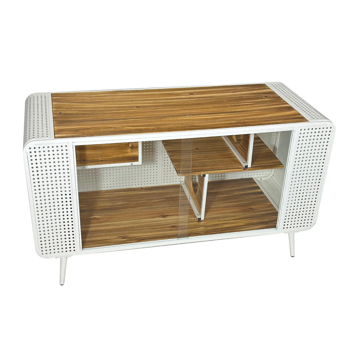 HAOYYE 55.12" Spacious Cat House with Tempered Glass, for Living Room, Hallway, Study and Other Spaces (White) Sturdy Space-Saving Heavy Duty Modern Design Adults Dorm Room Easy Assembly