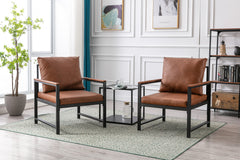 HAOYYE Modern Faux Leather Accent Chair with Black Powder-Coated Metal Frame, Orange Single Sofa for Living Room Bedroom, Sturdy Space-Saving Heavy Duty Modern Design for Adults Dorm Room
