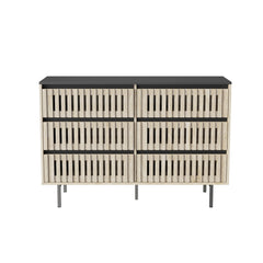 HAOYYE Bedroom Storage Cabinet, Modern Minimalist Six-Drawer Cabinet with Large Capacity, Two-Tone Design, Sturdy Space-Saving Heavy Duty Construction, Ideal for Adults and Dorm Rooms, Easy Assembly