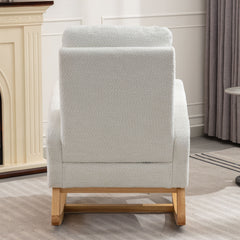 HAOYYE Accent Rocking Chair with Footrest High Back Rubber Wood Rocking Legs Bedroom Living Space 26.77D X 38.36W X 39.76H Inch Sturdy Space-Saving Heavy Duty Modern Design Adults Dorm Room