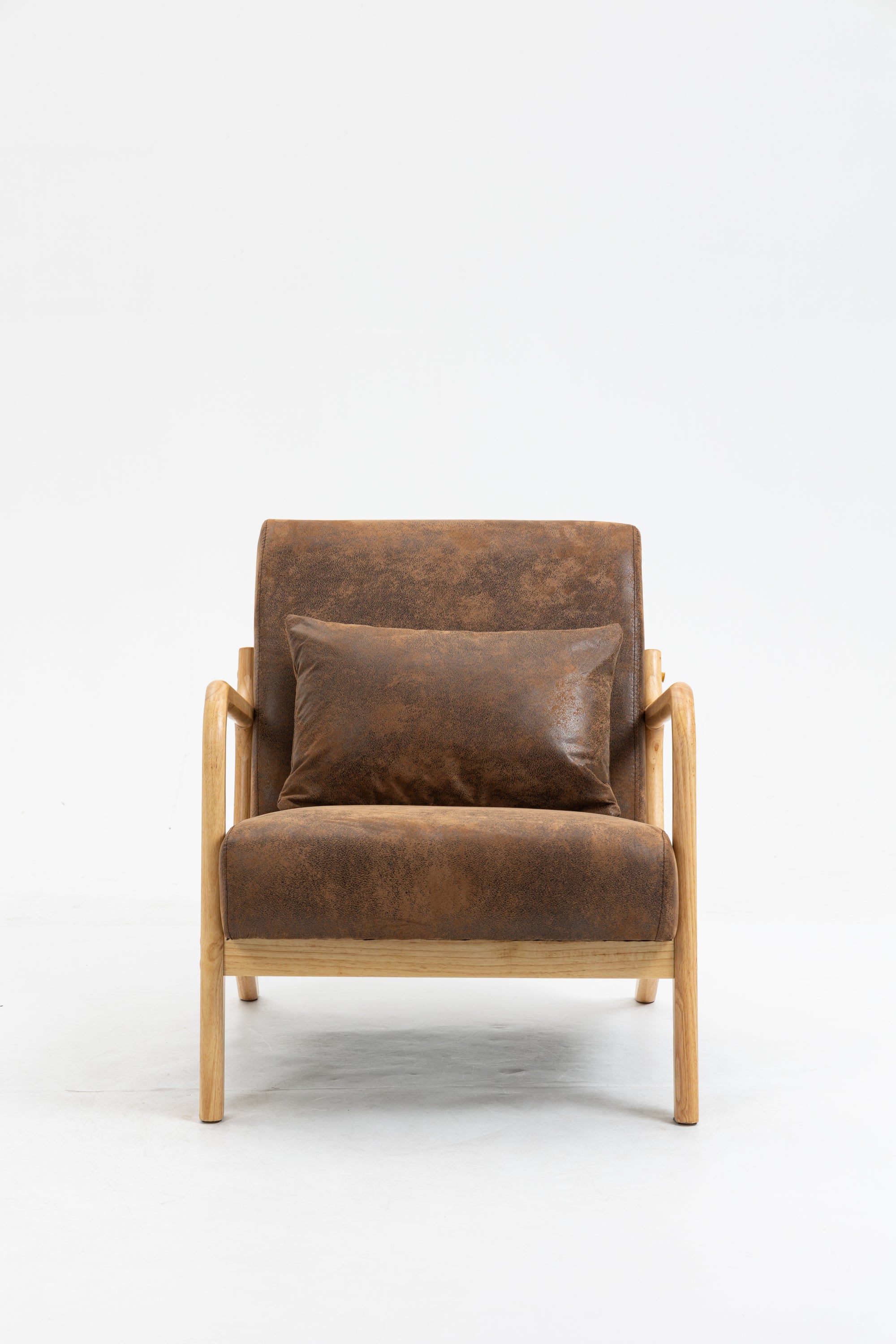 HAOYYE Mid Century Modern Accent Chair with Wood Frame, Upholstered Living Room Chairs with Waist Cushion, Reading Armchair for Bedroom Sunroom Sturdy Space-Saving Heavy Duty Modern Design Adults