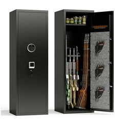 Haoyye Large Gun Safe Cabinet With 3 Pistol Pouches, Heavy Duty Biometric Fingerprint Lock, Rifle Gun Safe With Adjustable Stand, Detachable Structure For Rifles And Shotguns, Secure Gun Money Storage Cabinet