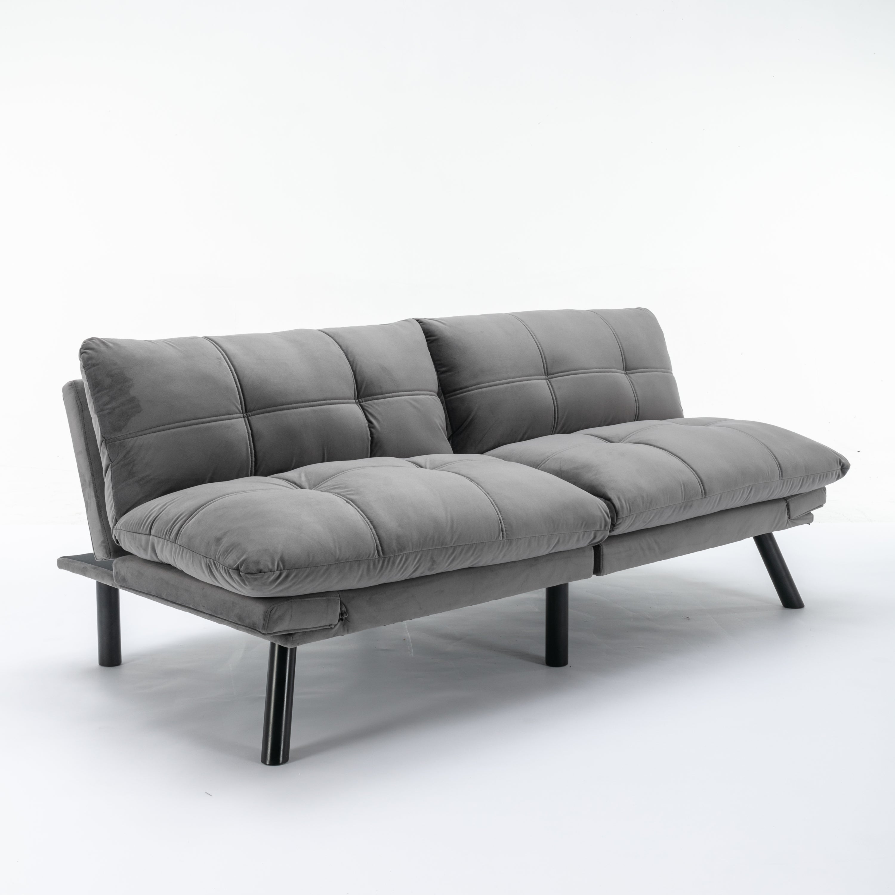 HAOYYE Light Grey Convertible Folding Modern sofa Bed Sturdy Space-Saving Heavy Duty Modern Design Adults Dorm Room Easy Assembly Bedroom Furniture