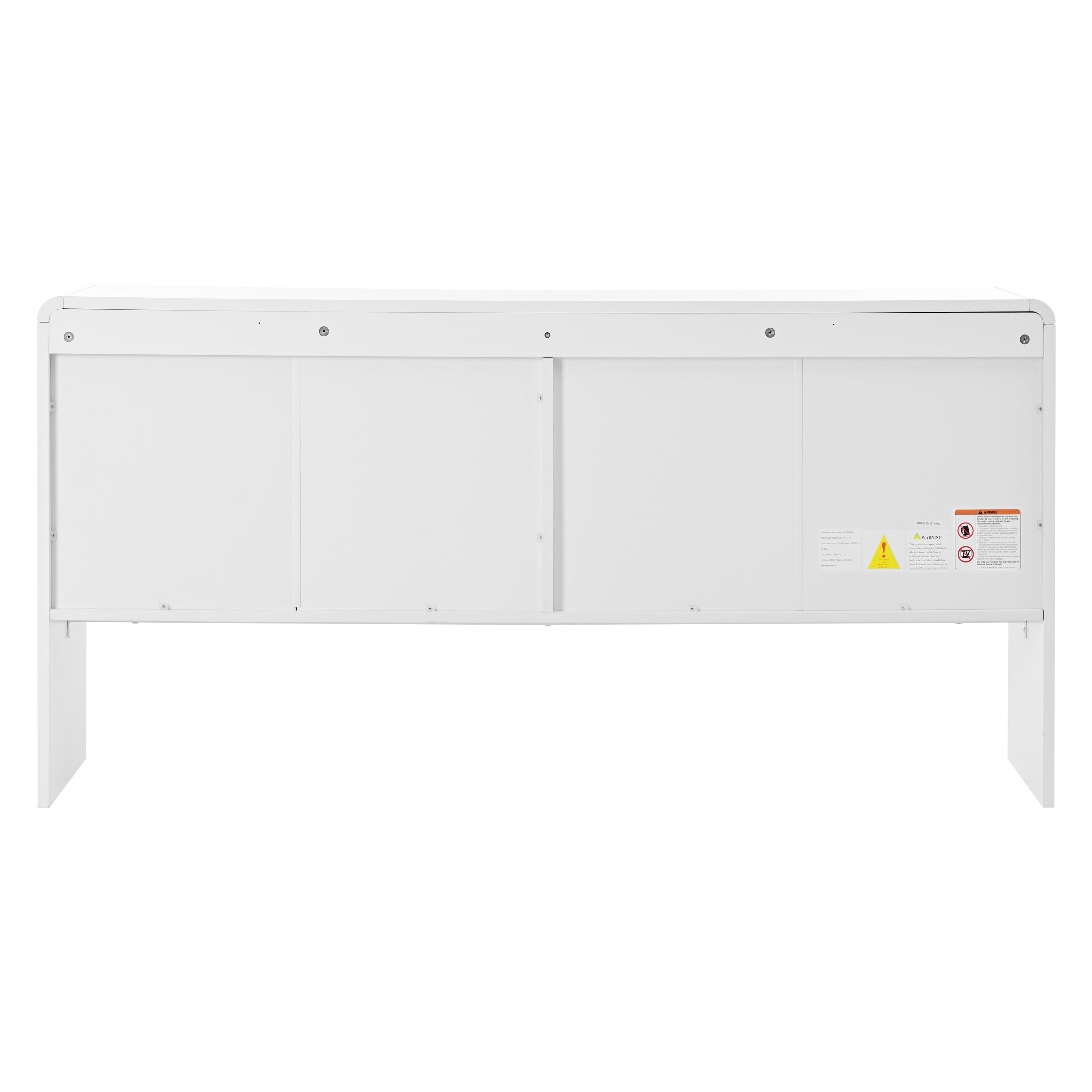 HAOYYE Minimalist Style 60"L Large Storage Space Sideboard with 4 Doors and Rebound Device for Living Room and Entryway (White) Sturdy Space-Saving Heavy Duty Modern Design Adults Dorm Room