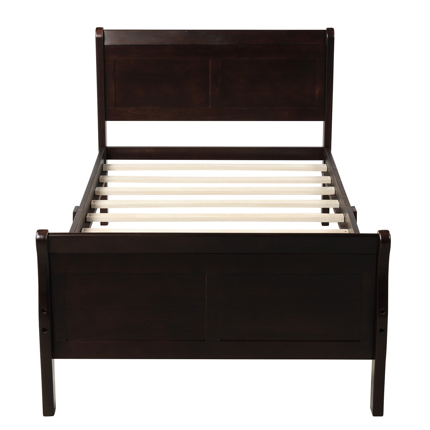 HAOYYE Wood Platform Bed Twin Bed Frame Mattress Foundation Sleigh Bed with Headboard/Footboard/Wood Slat Support Sturdy Space-Saving Heavy Duty Modern Design Easy Assembly Durable Stylish Home Furniture