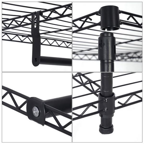 HAOYYE 4-Tier Metal Clothes Rack - Free-Standing Garment Organizer With Shelves, Industrial Closet Storage Solution, Heavy-Duty Clothing Rack For Bedroom Or Laundry Room, Modern Black Wardrobe Rack With Sturdy Design & Ample Hanging Space.
