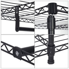 HAOYYE 4-Tier Metal Clothes Rack - Free-Standing Garment Organizer With Shelves, Industrial Closet Storage Solution, Heavy-Duty Clothing Rack For Bedroom Or Laundry Room, Modern Black Wardrobe Rack With Sturdy Design & Ample Hanging Space.