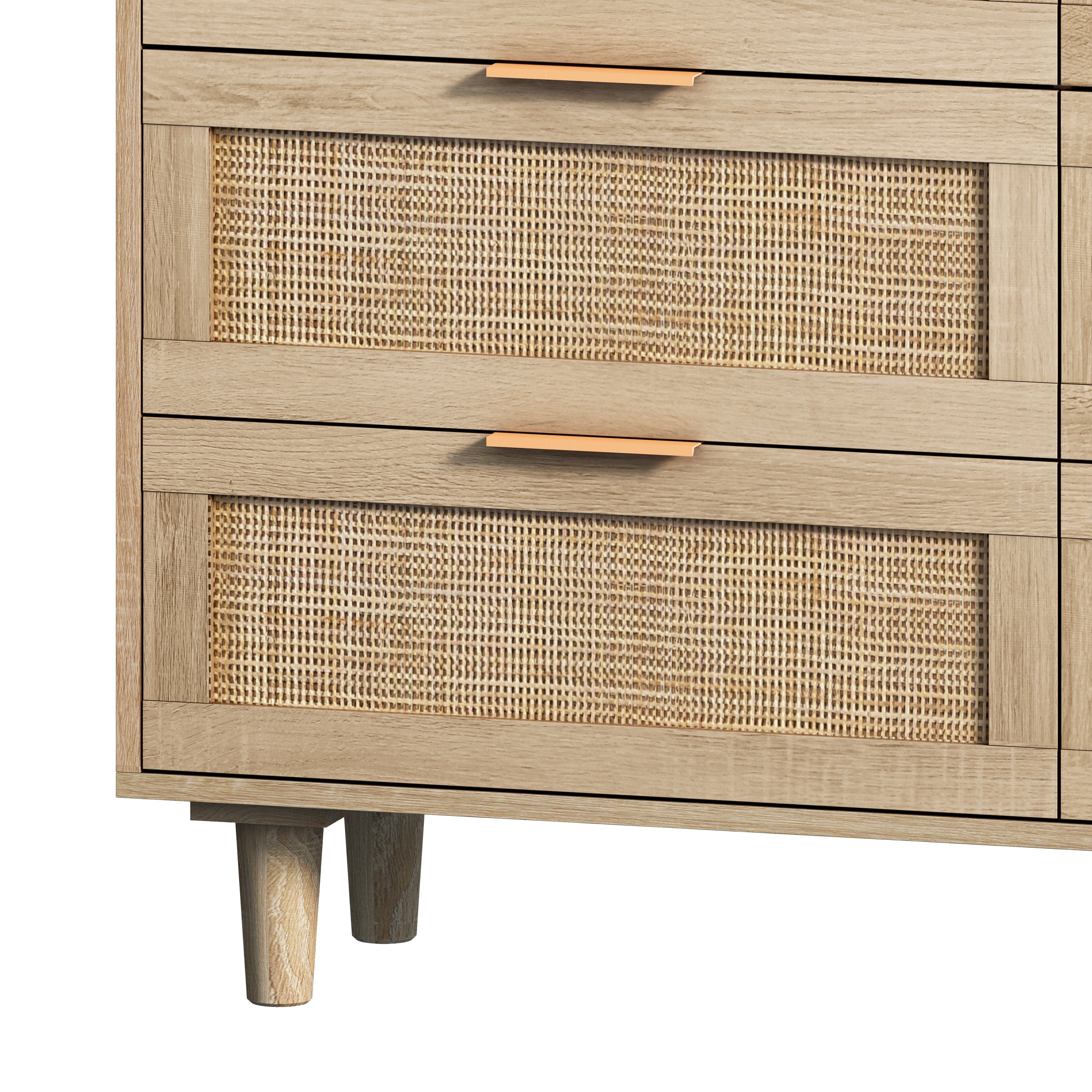 HAOYYE Natural 6-Drawer Rattan Storage Cabinet for Bedroom, Living Room, Sturdy Space-Saving Design, Heavy Duty Construction, Modern Style, Easy Assembly