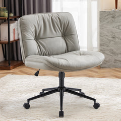 HAOYYE Criss Cross Legged Chair, Armless Office Desk Wide Seat Wheels, Swivel Height Adjustable Comfy Sturdy Space-Saving Heavy Duty Modern Design Adults Dorm Room Easy Assembly Bedroom Furniture