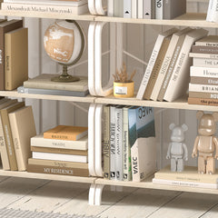 HAOYYE 5 Tier Large Book Shelf, Bookcase Home Office Open Bookshelf,Shelves for Living Room, Office Shelf,Vintage Industrial Style Bookshelf with White Metal Frame, White Sturdy Space-Saving Heavy Duty