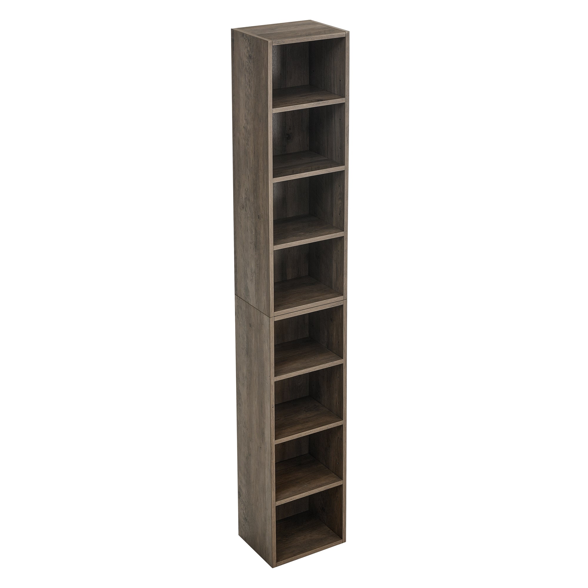 HAOYYE 8-Tier Media Tower Rack, CD DVD Slim Storage Cabinet with Adjustable Shelves, Tall Narrow Bookcase Display Bookshelf for Home Office,Multi-functional double-decker bookcase Sturdy Space-Saving