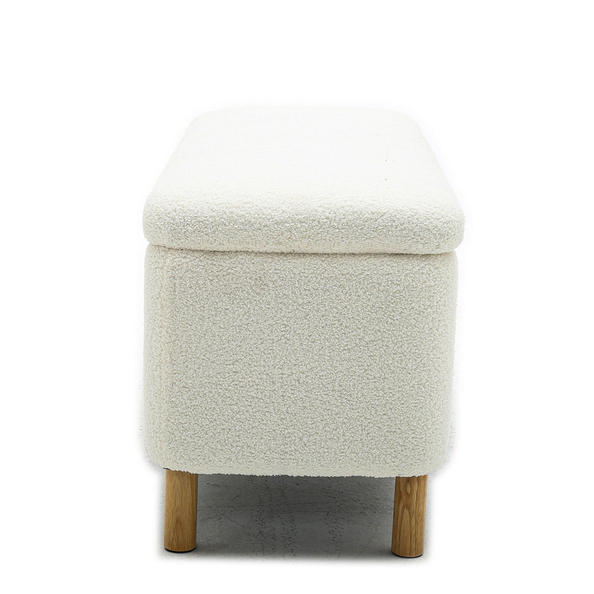 HAOYYE Basics Upholstered Storage Ottoman and Entryway Bench White Sturdy Space-Saving Heavy Duty Modern Design Adults Dorm Room Easy Assembly Bedroom Furniture