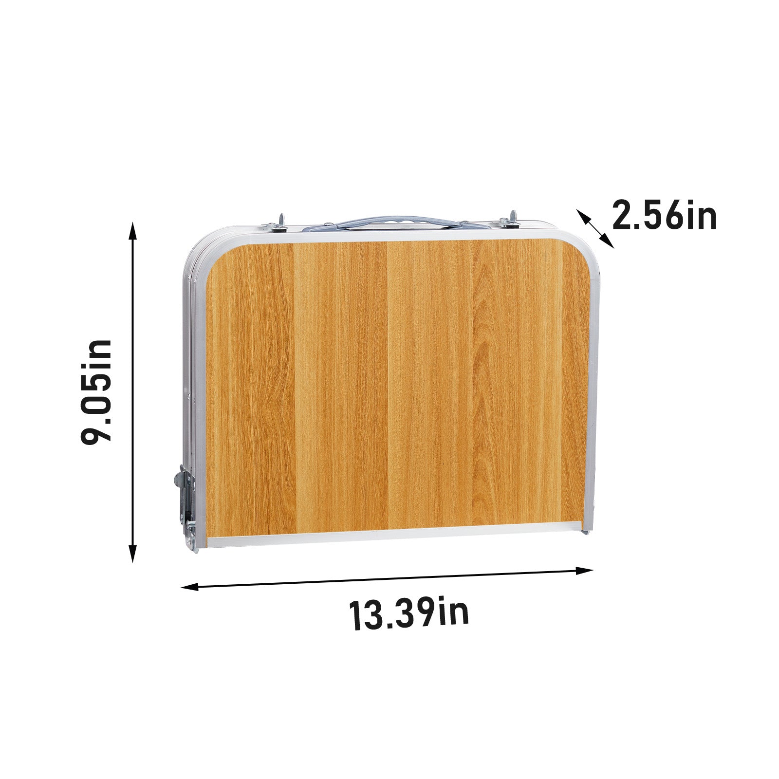 HAOYYE Wooden Pattern with 3 Adjustable Heights Outdoor Folding Camping Table, Portable Aluminum Foldable Patio Side Table, Lightweight and Durable Design with Carry Handle for Hiking, Picnic, BBQ, Beach, Indoor or Outdoor Use