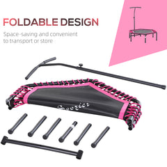 HAOYYE Exercise Trampoline Sturdy Steel Frame with Adjustable Handlebar Foldable Fitness Rebounder for Home Gym Indoor Outdoor Cardio Workouts and Strength Training