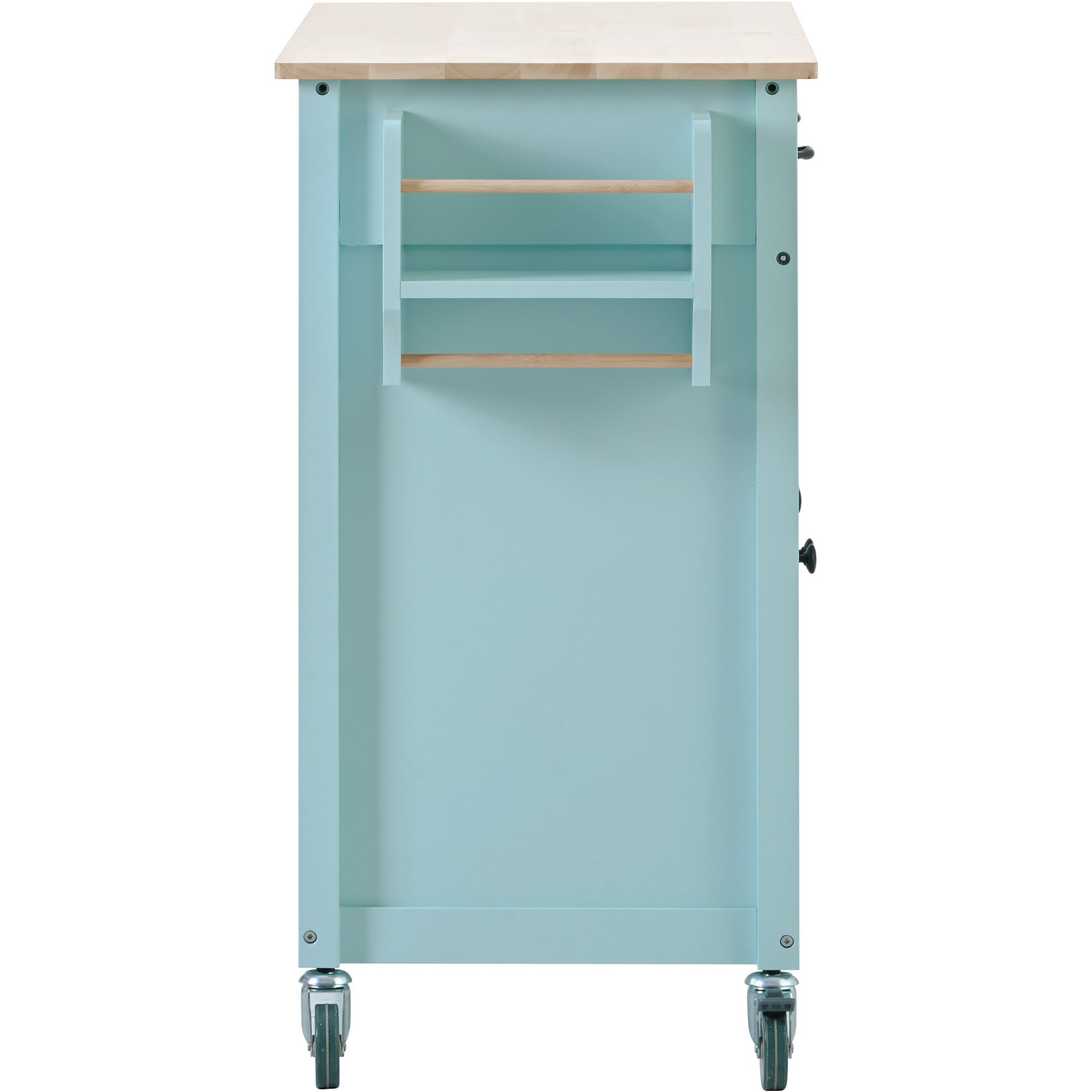 HAOYYE Kitchen Island Cart, Mint Green, with Solid Wood Top, 4-Door Cabinet, 2 Drawers, Adjustable Shelves, Spice Rack, Towel Bar, and 2 Locking Wheels. Modern, Space-Saving, Sturdy Heavy Duty Design for Easy Assembly and Versatile Use