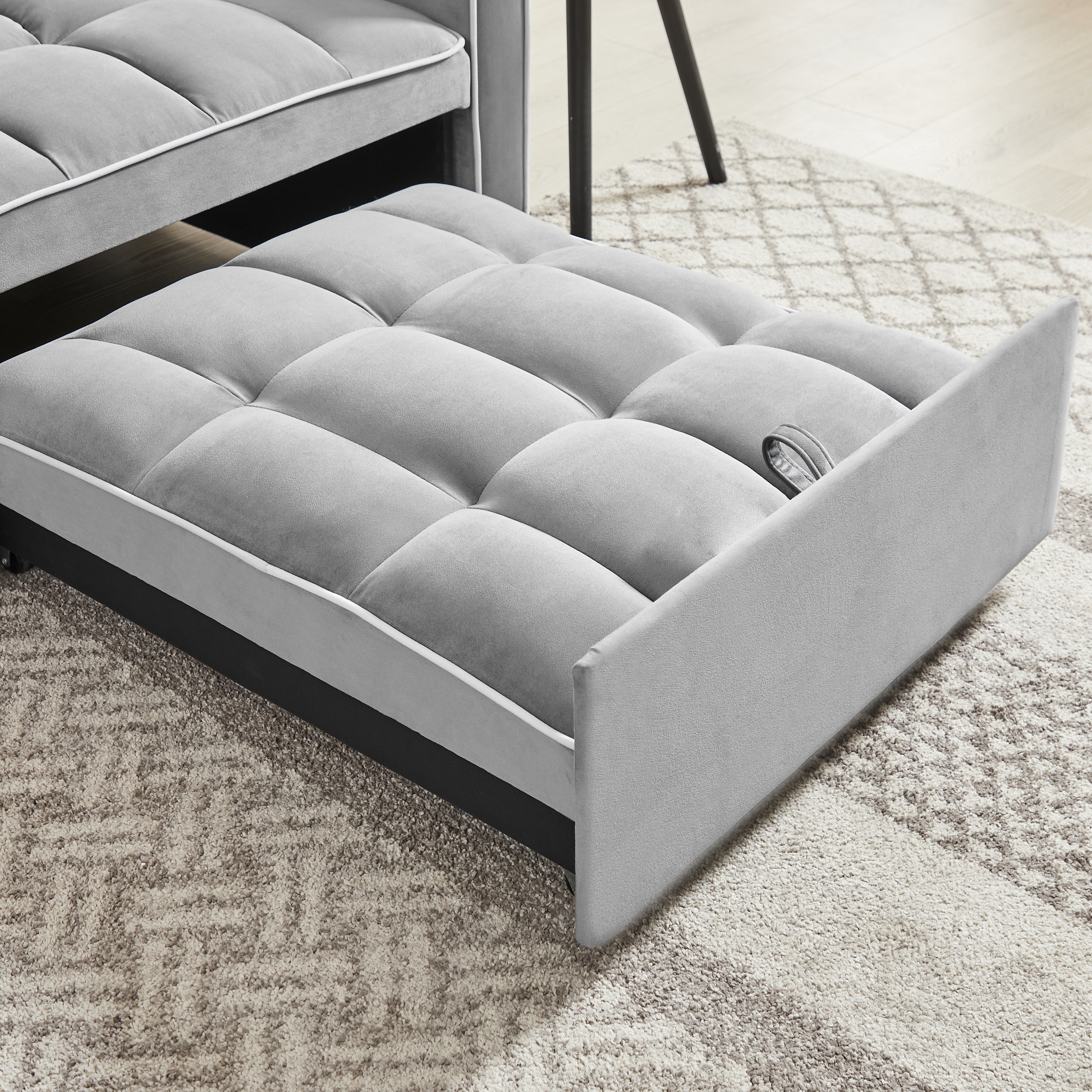 HAOYYE Three-in-One Sofa Bed Chair Grey Folding Adjustable Back Recliner Single Bed Comfortable Modern Sturdy Space-Saving Heavy Duty Design Adults Dorm Room