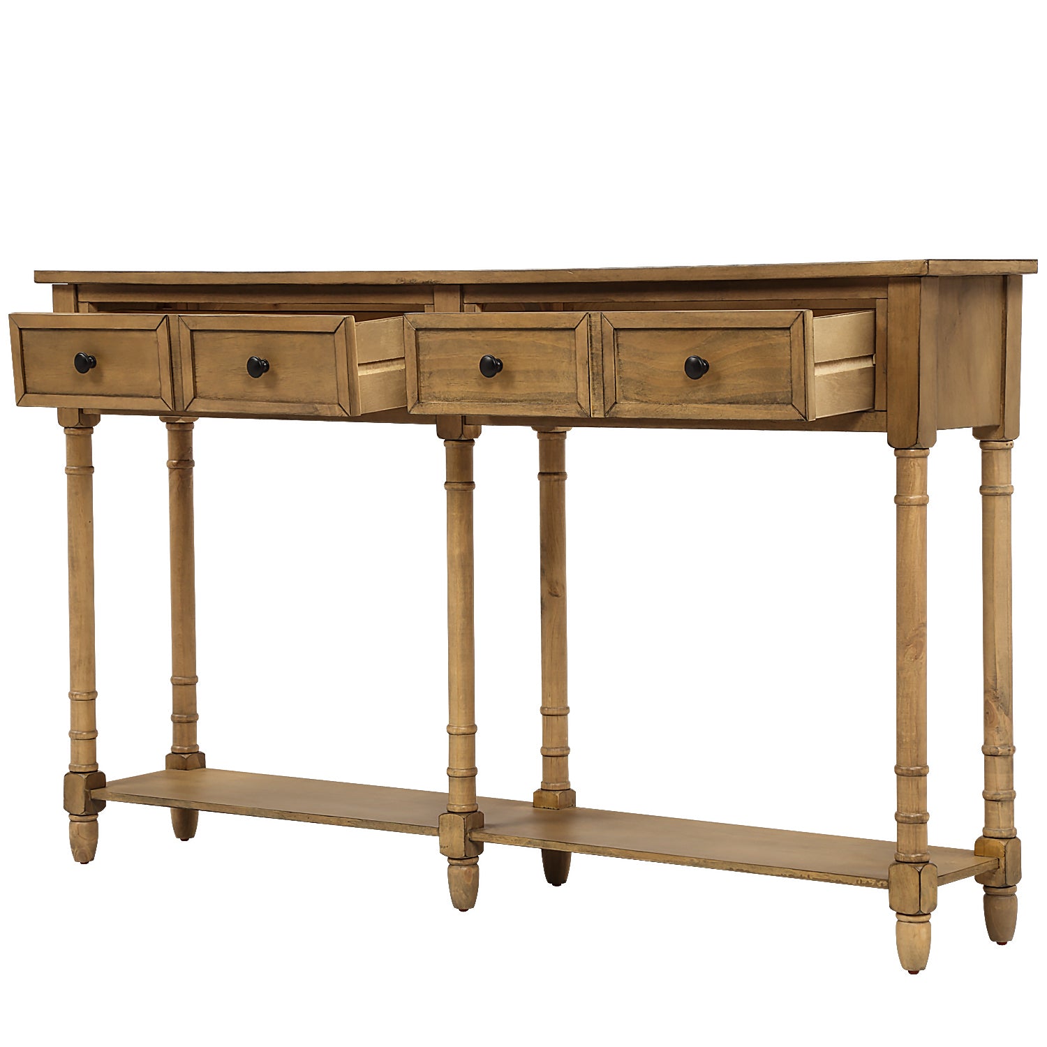 HAOYYE Console Table, Sofa Table with Two Storage Drawers and Bottom Shelf for Living Room or Entryway, Old Pine, Sturdy Space-Saving Design, Heavy Duty Construction, Easy Assembly, Durable and Stylish Home Furniture