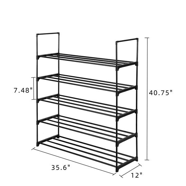 HAOYYE 5 Tiers Shoe Rack, Durable Storage Organizer for Bedroom, Entryway, Hallway, and Closet, Black Space-Saving Shoe Tower Shelf, Modern Design, Versatile Use, Premium Quality