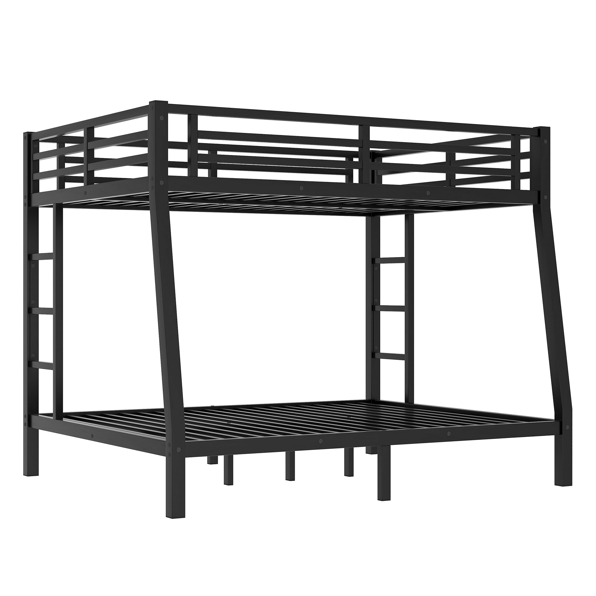 HAOYYE Metal Full XL over Queen Bunk Bed for Teens and Adults,Space-Saving/Noise Reduced/No Box Spring Needed,Black Sturdy Heavy Duty Modern Design Dorm Room Easy Assembly Bedroom Furniture