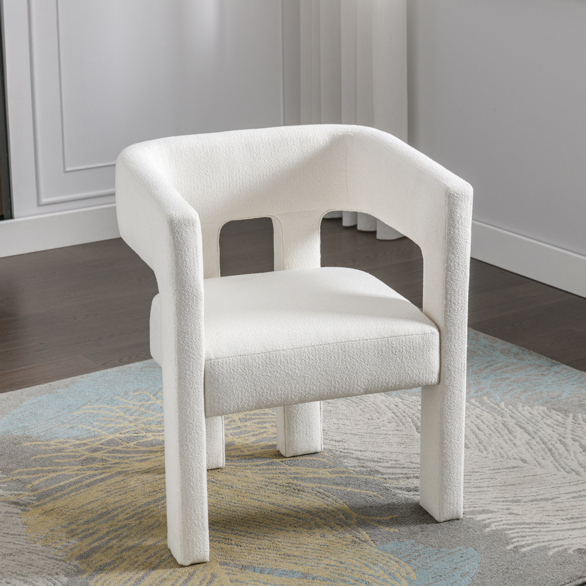 HAOYYE Contemporary Designed Fabric Upholstered Accent Chair Dining Chair for Living Room, Bedroom, Dining Room, Beige Sturdy Space-Saving Heavy Duty Modern Design Adults Dorm Room Easy Assembly