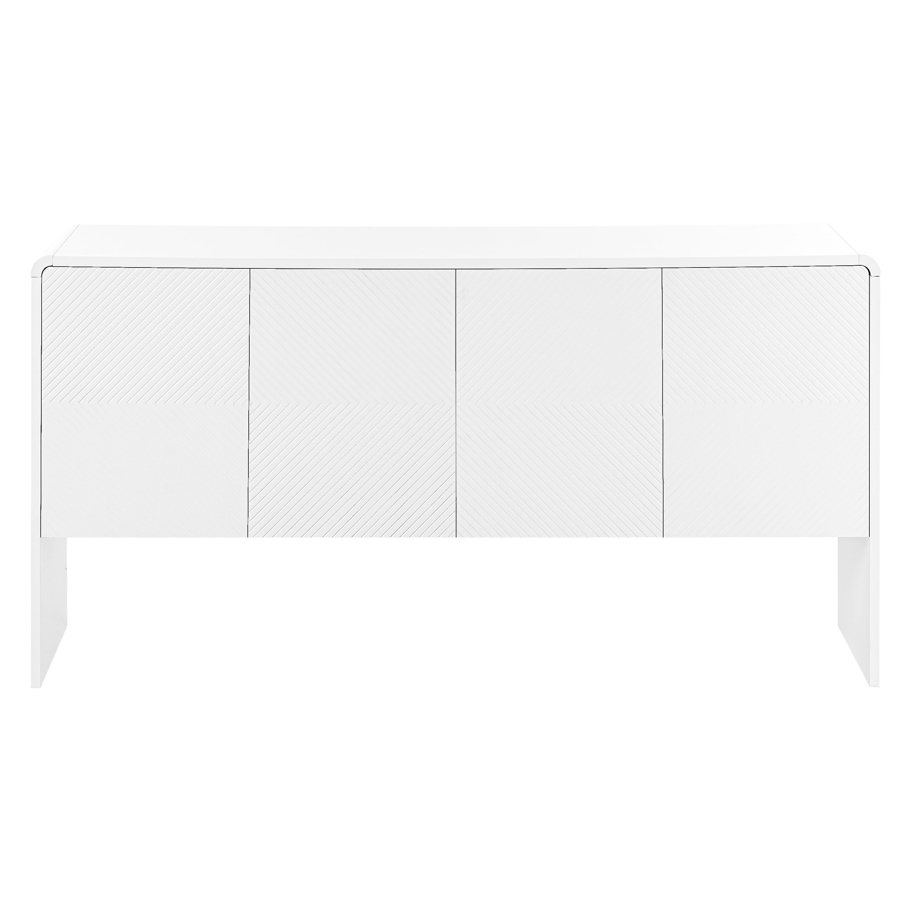 HAOYYE Minimalist Style 60"L Large Storage Space Sideboard with 4 Doors and Rebound Device for Living Room and Entryway (White) Sturdy Space-Saving Heavy Duty Modern Design Adults Dorm Room
